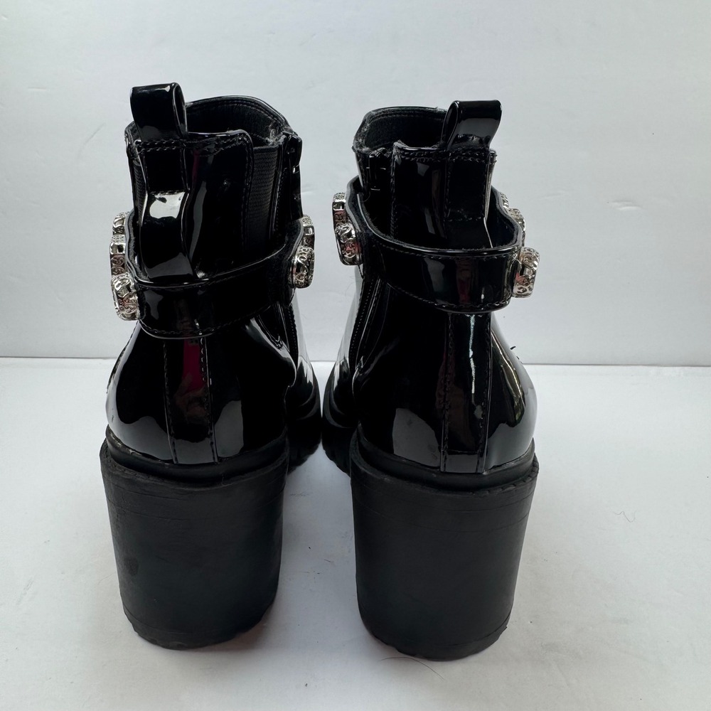 Torrid Black Patent Removable Rhinestone Strap Lug Sole Chelsea Boots 9WW - Picture 10 of 10